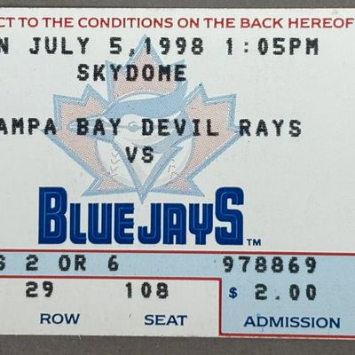 7.5.1998 Tampa Bay Toronto Blue Jays Ticket Stub