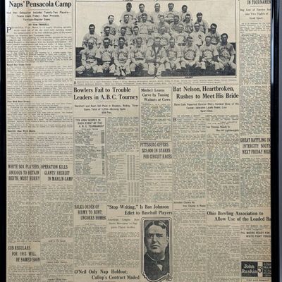 Cleveland Reader 1913 NAPS Baseball Team Newspaper