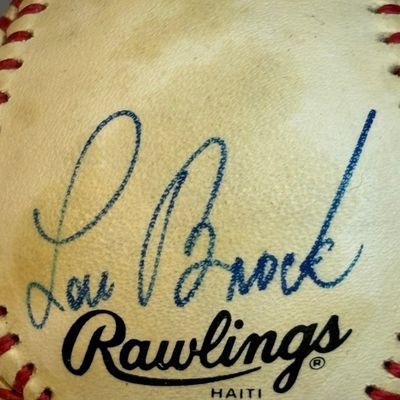 Lou Brock Single Signed Rawlings ONL Feeney Ball