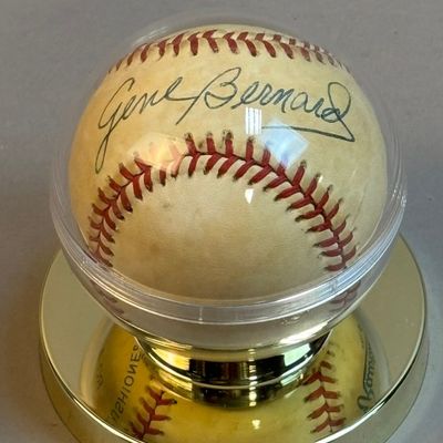 Eugene Gene Bernard Single Signed Brown Baseball
