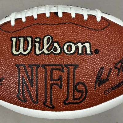 PRO FOOTBALL HOF Signed Ball Lary Barney 15 Autos
