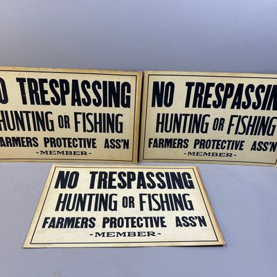 No Trespassing Hunting or Fishing Cardboard Signs