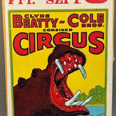 Clyde Beatty - Cole Combined Circus Sign Poster