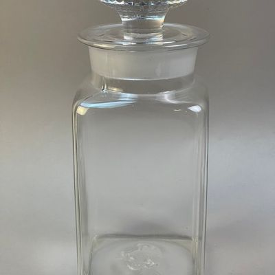 Vintage Square Glass Apothecary Storage Jar