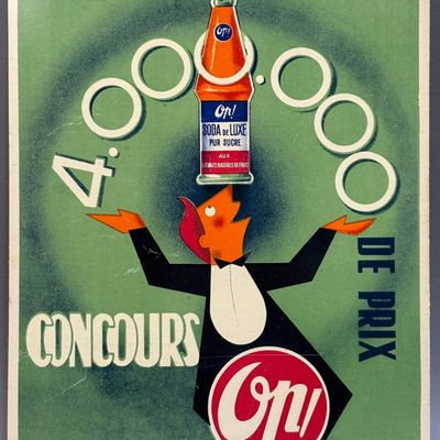 French On! Soda Cardboard 50s Vintage Sign