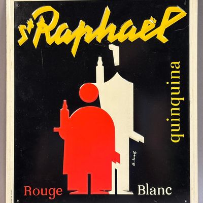 St Raphael 1950s Emobossed Metal Antique Sign
