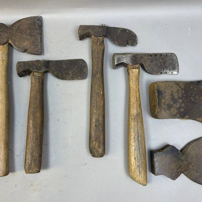 Lot of 6 Hatchetts Axe Heads w/ Wooden Handles