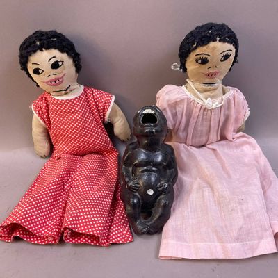 Lot of 3 Pair Handmade Dolls & Baby Ashtray