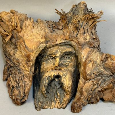 Wood Spirit Wooden Wall Hanging Old Man's Face
