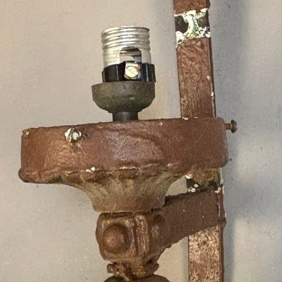 Antique Wrought Iron & Cast Metal Wall Sconce