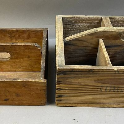 Antique Wooden Caddy Organizer w/ Compartments