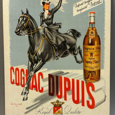 French Supuis Cognac Dupuis Cardboard 50s Sign