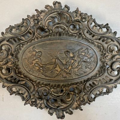 Vintage Cast Iron Decorative Tray 12" x 9 1/2"