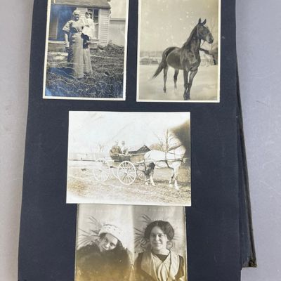 Antique 1900s Family Photo Album & RPPC Scrapbook