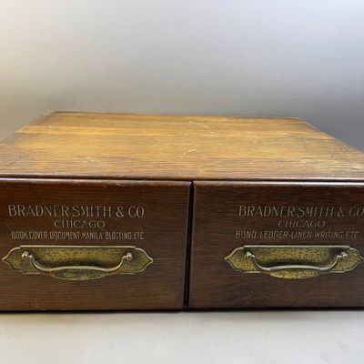 Bradner Smith & Co Chicago Library Wood File Box