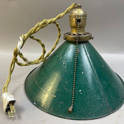Antique Green Pull Lamp with Plug