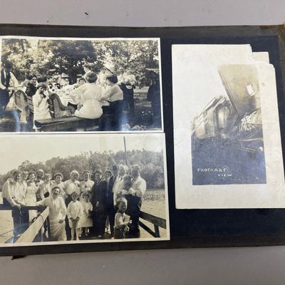 Antique RPPC Family Photo Album Disaster Scrapbook