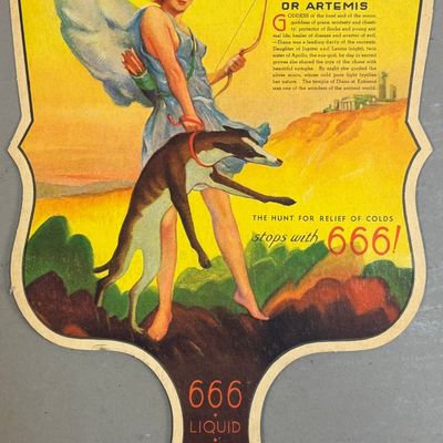 Diana 666 Liquid Salve Tablets Cardboard Fan Sign