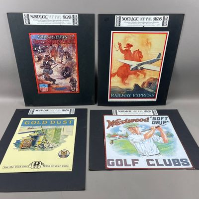 Lot of 4 Nostalgic Metal Signs Historical