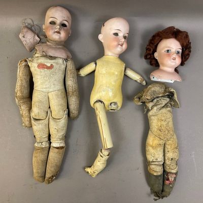 Lot of 3 Antique Porcelain Heads Baby Dolls