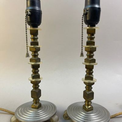 Pair of Unique Industrial Handcrafted Table Lamps