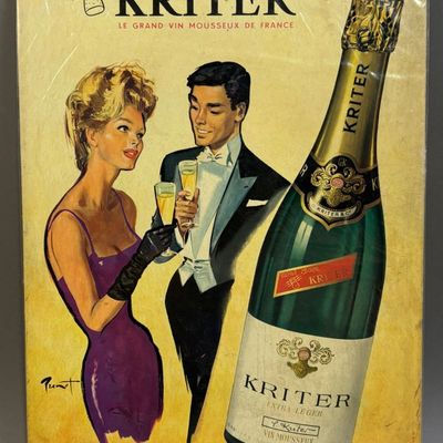 French Kriter The Great Wine of France 1950s Sign
