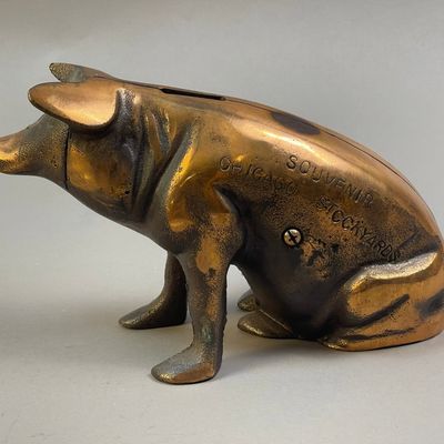 Antique Souvenir Chicago Stockyard Piggy Bank
