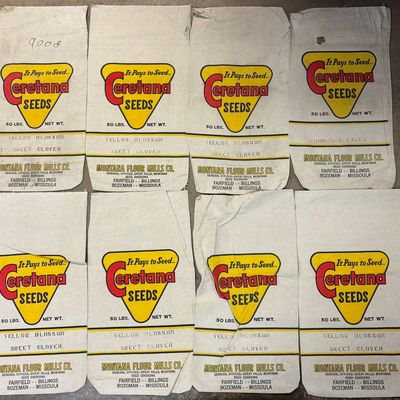 Lot of 8 Montana Flour Mills Co Seed Flour Bags