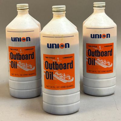 Lot 3 Full Union 76 Outboard Motor Oil Plastic Qua