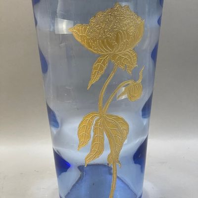 Vintage Tiffin Glass Copen Blue Optic Vase