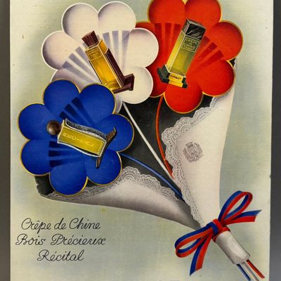 French Paris F. Millot Perfume 50s Cardboard Sign