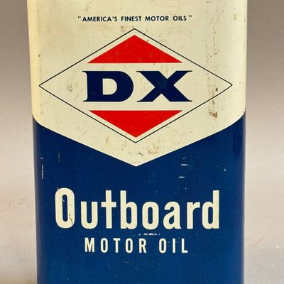 DX Outboard Motor Oil Metal Quart Can EX+ Conditio