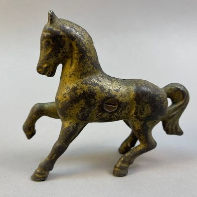 Vintage 1920s Cast Iron Prancing Horse Penny Bank