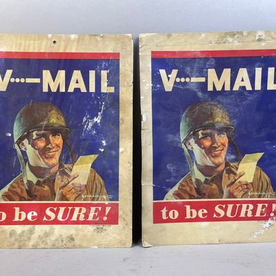 Pair 1943 U.S. Army Recruiting Cardboard Poster