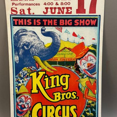 King Bros Circus Rock Island Big Show Poster Sign