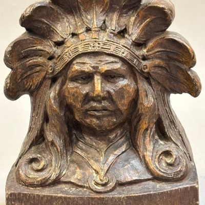 Antique Burwood Native American Chief Bookend