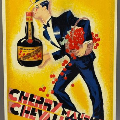 French Maurice Cherry Brandy Cardboard 50s Sign