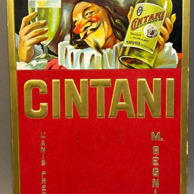 French Cintani Spirits 50s Cardboard Vintage Sign