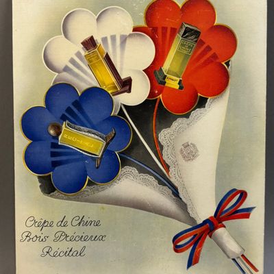 French Paris F. Millot Perfume 50s Cardboard Sign