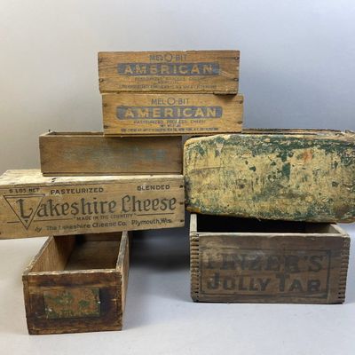 Lot of 7 Vintage Wooden Boxes Drawers Crates