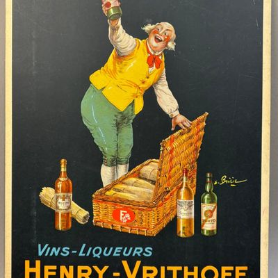 French Wines & Liquors Henry Vrithoff Vintage Sign