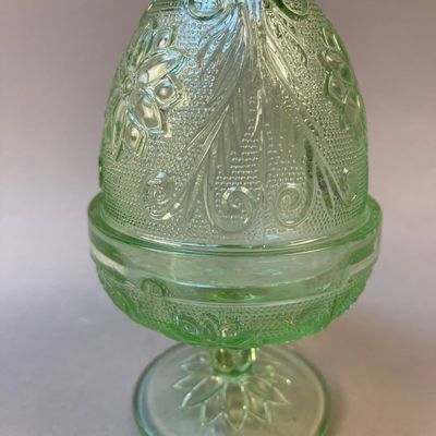 Vintage Tiara Indiana Green Glass Fairy Lamp