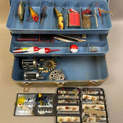 Vintage Fishing Tackle Box with Assortment Lures