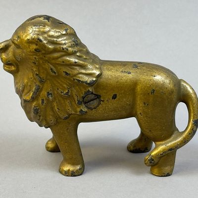 Vintage Cast Iron Penny Bank Golden Color Lion