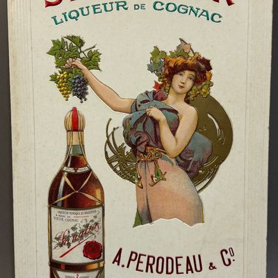 French Sanator Cognac Cardboard 50s Sign