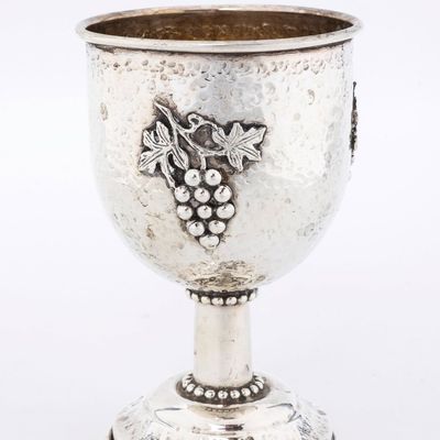 A LARGE STERLING SILVER KIDDUSH GOBLET. Probably Israel, modern.