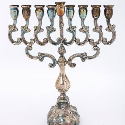 A LARGE STERLING SILVER HANUKKAH MENORAH. Israel, c. 2000