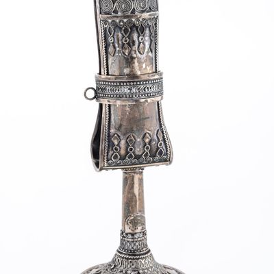A STERLING SILVER HAVDALLAH CANDLE HOLDER BY THE BEZALEL SCHOOL