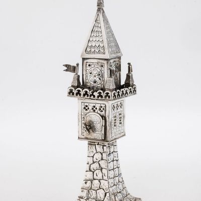 A LARGE SILVER SPICE TOWER. Germany, 19th century.