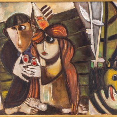 LEO ROTH (israeli 1914 - 2002). Oil on canvas. 39.5" x 32"